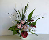 FA1072GS - Protea Sugarbushes & Anthuriums Floral Arrangement 80cm Tall - Goodstart Early Learning - custom-design silk floral arrangement Australia | ARTISTIC GREEENRY