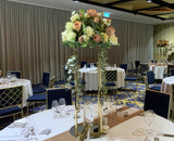 For Hire - Grand Floral Centrepiece on Gold Stand 95cm (Code: HI0030) | ARTISTIC GREENERY