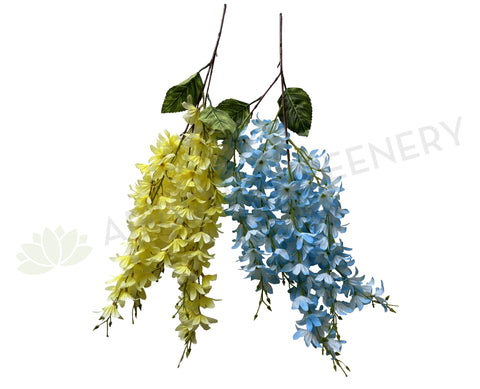 HP0073 Hanging Wisteria Bunch 68cm Yellow / Light Blue