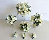 Round Bouquet - White Calla Lily Wedding Posy Real Touch Flowers - Hellen O  | ARTISTIC GREENERY