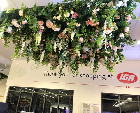 IGA Butler - Custom Designed Hanging Floral Ceiling