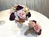 Round Bouquet - Burgundy & Pink - Natalie D