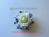 Corsage - Latex White Rose with Liliac Ribbon & Gypso - COR002 | ARTISTIC GREENERY