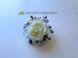 Corsage - Latex White Rose with Liliac Ribbon & Gypso - COR002 | ARTISTIC GREENERY