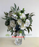 Round Bouquet - Blue & White - Gabrielle F | ARTISTIC GREENERY custom-made Perth WA