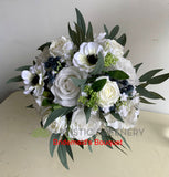 Round Bouquet - Blue & White - Gabrielle F | ARTISTIC GREENERY custom-made Perth WA