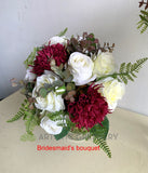 Round Bouquet - Maroon & White - Alicia M