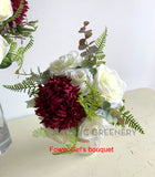 Round Bouquet - Maroon & White - Alicia M