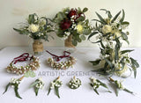 Synthetic Native Flower Bouquets - White and Burgundy - Courtney F | ARTISTIC GREENERY Wedding Flowers