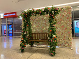 For Hire - Wooden Swing Chair with Colourful Silk Flowers (Code: HI0011)