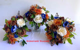 Teardrop Bouquet - Orange / Blue / Brown / Cream - Carmen H (incl Flower Girl Ring / Hoop, Floral Cake Topper etc.) | ARTISTIC GREENERY - Perth's leading silk flowers for weddings WA