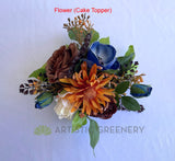 Teardrop Bouquet - Orange / Blue / Brown / Cream - Carmen H (incl Flower Girl Ring / Hoop, Floral Cake Topper etc.) | ARTISTIC GREENERY - Perth's leading silk flowers for weddings WA