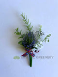 Buttonhole - Scottish Thistle & Guinea Fowl Feather Boutonniere (Product Code: BH006 Robyn) | ARTISTIC GREENERY