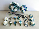 Silk Round Bouquet - Blue / Teal & White - Amy H | ARTISTIC GREENERY Perth Silk Flowers Florist