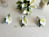 Round Bouquet - White Calla Lily Wedding Posy Real Touch Flowers - Hellen O  | ARTISTIC GREENERY