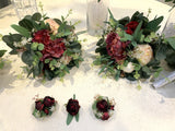 Round Bouquet - Burgundy & Native Greenery - Amie H