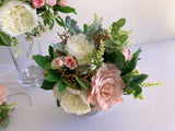 Bridesmaids Round Bouquet - Soft Pink & White Wedding Flowers Mirka O - ARTISTIC GREENERY PERTH