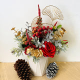 FA1119 Christmas Festive Silk Flower Arrangement (40cm Height) | ARTISTIC GREENERY