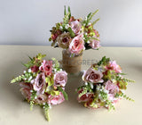 Round Wedding Bouquet Affordable - Pink & White Fatia - Budget Wedding Flowers Perth - ARTISTIC GREENERY