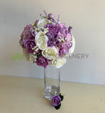 Silk Wedding Round Bouquet - Lilac & White - Nargis M | ARTISTIC GREENERY