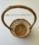 ACC0103 Flower Girl Basket 30cm Natural / White Perth Australia | ARTISTIC GREENERY