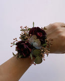 Custom-made silk corsage - burgundy