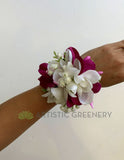 Artificial Flower Corsage & Buttonhole - Singapore Orchid - $53/set CB0038 | ARTISTIC GREENERY School Ball Perth Australia Custom-made Cheap buttonholes 