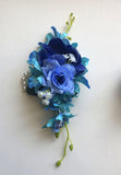 Corsage & Buttonhole - Blue / Turquoise Orchid & Anemone - CB0004 - $58/set