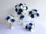 Cascade Teardrop Wedding Bouquet - White & Blue - Kelly P - custom made wedding bouquet Australia | ARTISTIC GREENERY