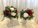 Round Bouquet - Maroon White & Native Flowers - Olivia S