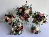 Round Bouquet - Burgundy / Cream / Pink - Rebecca R