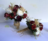 Round Bouquet - Burgundy & White - Angalique