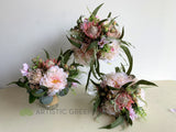 Round Wedding Bouquet - Pink & Natives - Angela M - Qualtiy Artificial Wedding Flowers Perth - ARTISTIC GREENERY