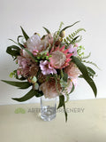 Round Wedding Bouquet - Pink & Natives - Angela M - Qualtiy Artificial Wedding Flowers Perth - ARTISTIC GREENERY