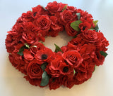 Anzac Floral Wreath (Red Poppy) 30 / 40 / 50cm - SYM0042