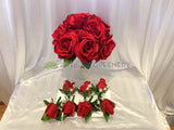 Red Silk Velvet Roses Wedding Bridal Bouquet - Vania F - Custom-made Cheap Online Wedding Flowers Perth Australia-wide