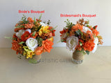 Round Wedding Bouquet - Orange & White - Joy Y | ARTISTIC GREENERY