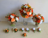 Round Wedding Bouquet - Orange & White - Joy Y | ARTISTIC GREENERY