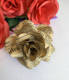 Vintage Paper Flower Stem / Buttonhole (made-to-order) 1st Wedding Anniversary Paper - Paper Flower (made-to-order) Paper Rose Bouquet | ARTISTIC GREENERY