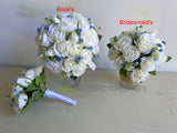 Silk Round Bouquet - Blue & White Wedding Bouquets - Jodi S | ARTISTIC GREENERY Perth Silk Flowers Florist