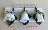 Silk Round Bouquet - Blue & White Wedding Bouquets - Jodi S | ARTISTIC GREENERY Perth Silk Flowers Florist