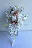 Silk Teardrop Bouquet (Dried Flower Style) - Pink & White - Kellie B | ARTISTIC GREENERY PERTH AUSTRALIA