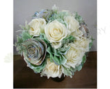 Round Bouquet - Paper Flowers Green & White - Krystie E