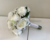 Round Bouquet - Silk White Rose Bouquet - Laura H | ARTISTIC GREENERY | Perth Australia