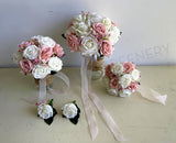 Round Bouquet - Pink & White - Linda W | ARTISTIC GREENERY - Pink and white latex wedding posy Australia