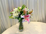 FA1091 - Pink & White Floral Arrangement 55cm Tall