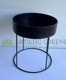 Metal Round Planter / Stand - Black (Product: MRPLANTER-S82) | ARTISTIC GREENERY