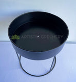 Metal Round Planter / Stand - Black (Product: MRPLANTER-S82) | ARTISTIC GREENERY