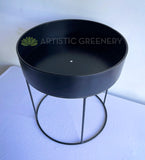 Metal Round Planter / Stand - Black (Product: MRPLANTER-S82) | ARTISTIC GREENERY