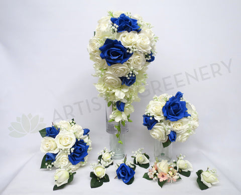 Teardrop Bouquet - Blue & White - Mary K